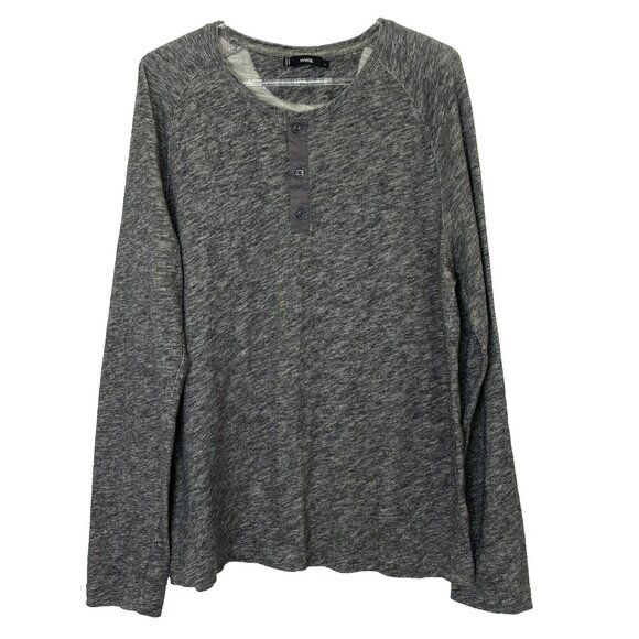 Vince Henley Shirt Mens Size Large Gray Long Sleeve Slub Pullover Cotton Top - Picture 1 of 4